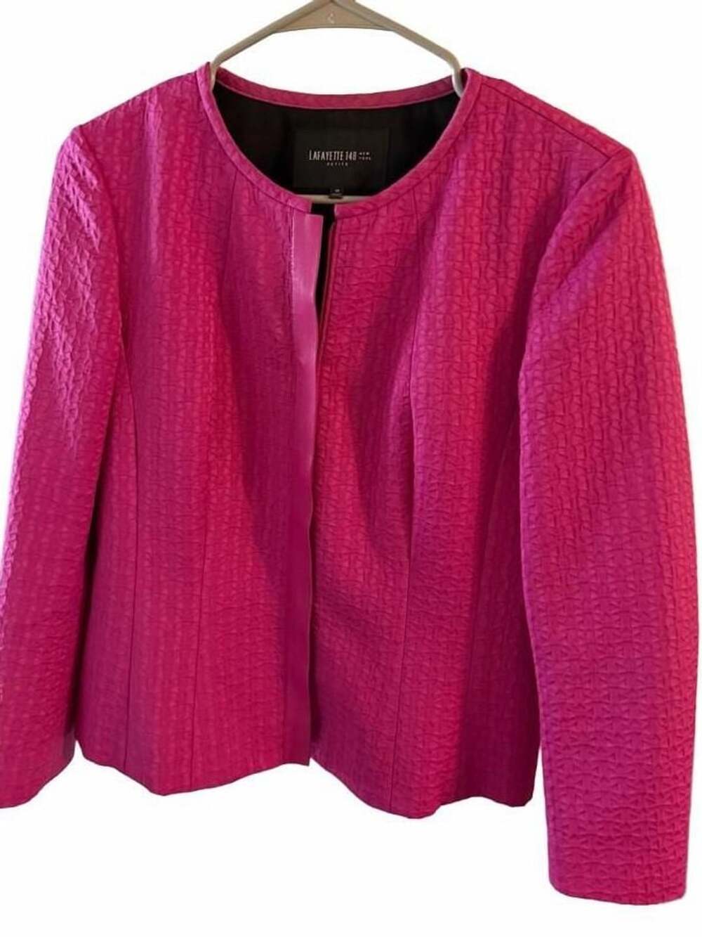 Lafayette 148 New York Petite Pink Textured Open Front Jacket Sz 10